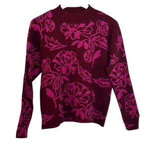 Cyrus pink floral mock neck contrast sweater M